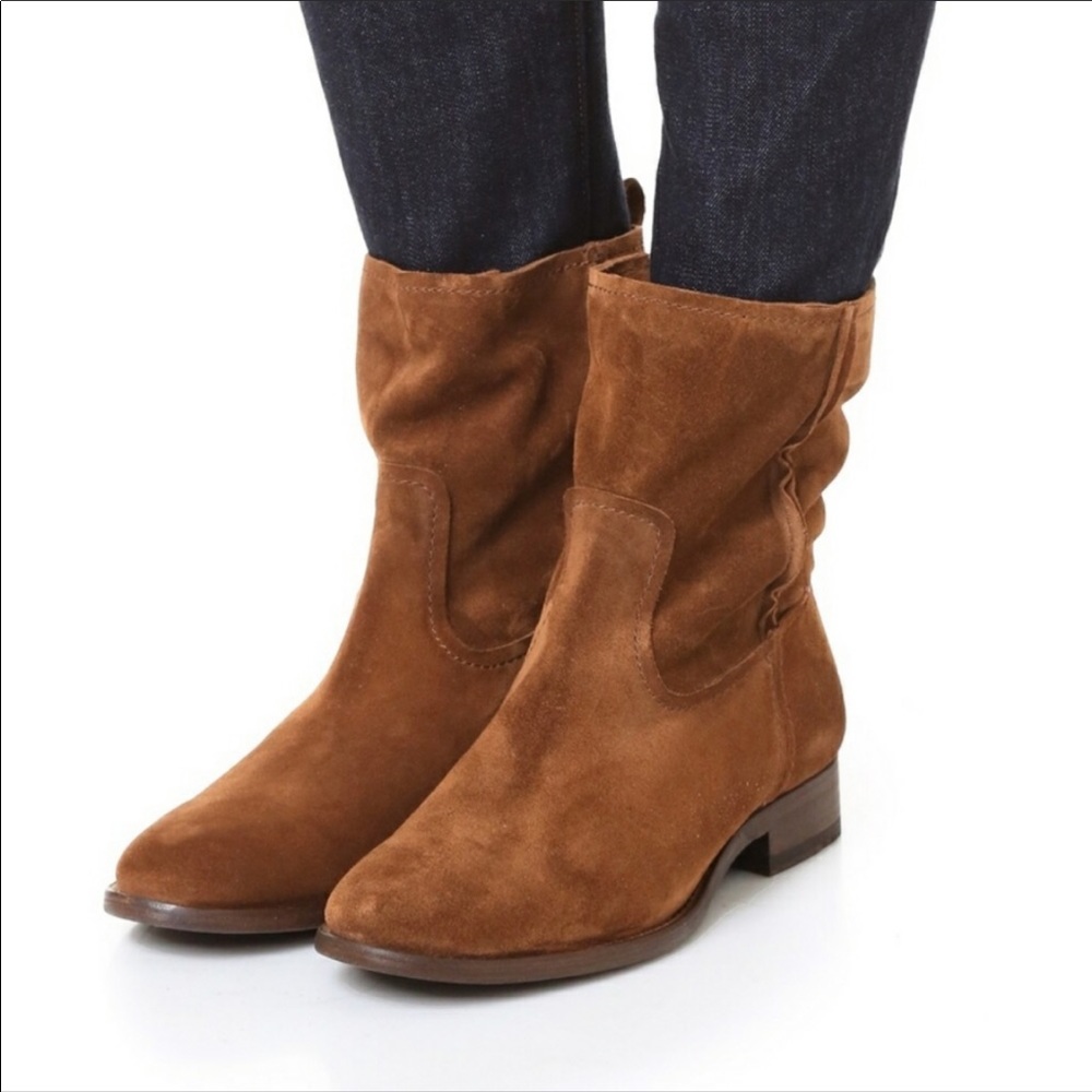Frye Cara short suede boots, Wood brown, 6.5